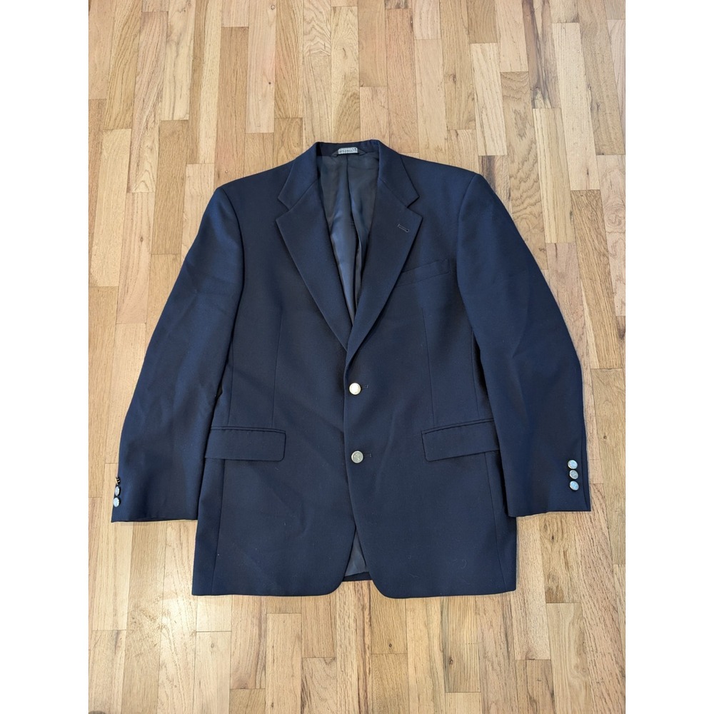 Vintage Mens Burberry Blazer Size 40R 1990s Navy Blue Wool Sport Coat Jacket